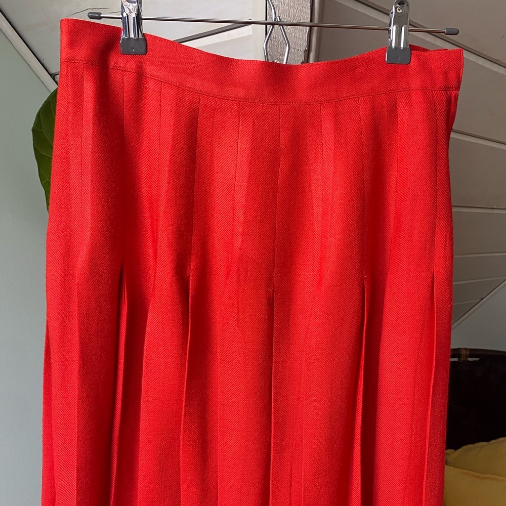 Vintage Christian Dior Separates Pleated Red Wool Blend Skirt Size 12 - Picture 4 of 15